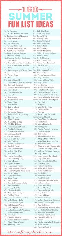 160 Activities to do with your Kids and Family this Summer - Kids Crafts - Kids Activities - Boredom Busters