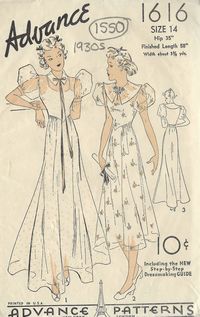 1930s Vintage Sewing Pattern B32 DRESS (1550) | eBay