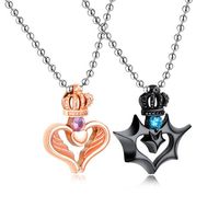 These unique stainless steel and cubic zircon Crown and Heart Pendant Couples Necklaces are awesome gifts for you and your boyfriend/girlfriend. Excellent choice for valentine, wedding, anniversary, engagement, and birthday or even when there is no occasion. High quality and high resistance to rust, corrosion and tarnishing, which requires minimal maintenance. Stainless steel jewelry is one of the most biocompatible metals, amazingly hypoallergenic because of its antiallergic properties. As one