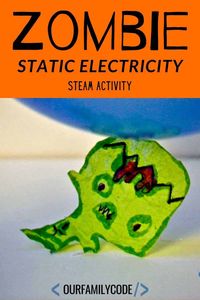 This static electricity zombie crossing STEAM activity is super easy and eerily fun! With only a few supplies needed, your walking dead will be up and moving in no time! #STEAMkids #STEM #STEMactivities #STEAMlearning #HalloweenSTEM