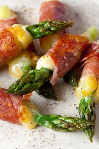 Fried Asparagus, Ham  Cheese Bundles