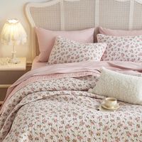 PRICES MAY VARY. Floral Design: Coquette style tiny rose flowers pattern that adds a touch of nature and freshness to your bedroom or college dorm decor. Ideal for cottage core aesthetics. Queen/Full 3-Piece Set: 1 quilt / bedspread 90″ x 95″, 2 pillow shams 20″ x 26″. Versatile Comfort: Crafted from premium brushed microfiber with a high-grade polyester inner fill, this soft and lightweight quilt set serves as a light summer quilt, an extra winter bedspread, or an elegant coverlet for spring/fa