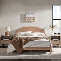 Give your room an update with a modern boho touch with the all-in-one platform bed design of this bed. This visually interesting frame has a curved headboard that introduces soft lines to your space and instantly elevates your room to influencer status. When you hop into bed at night, you’ll sleep easy knowing your mat