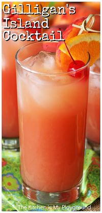 Gilligan's Island Cocktail ~ Such a fun and fruity summer drink to sip on! Whether you're a fan of the show that inspired its name, or just love sweet tropical cocktails, give this super tasty cocktail a try, for sure. www.thekitchenismyplayground.com