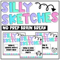 Silly Sketches is an engaging brain break that your students will BEG you to play! The game is NO PREP and simple for students of all ages. Simply display the included slides for your students to see, read the silly sketch prompt, and watch your students create their masterpieces! This resource is EDITABLE, so you can add your own silly sketch prompts! Included:- 20 Silly Sketch Prompts- EDITABLE Slide to add your own prompts! **This resource is included in my Brain Breaks BUNDLE!**