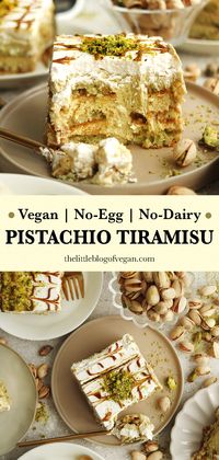 Pinterest pin of vegan pistachio tiramisu