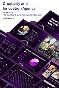 Download the Creativity and Innovation Agency template for PowerPoint or Google Slides

#Slidesgo #FreepikCompany #presentations #themes #templates #GoogleSlides #PowerPoint #GoogleSlidesThemes #PowerPointTemplate  #Creative #Purple #Company #Marketing #Gradient #Cool #Agency #Dark #Background #Stars #Canva #CanvaTemplate #presentationideas #presentationdesign #powerpointdesign