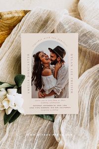 Boho Photo Wedding Invitation Arch Curve Engagement Photo | Etsy