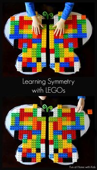 A fun and simple lesson on symmetry using LEGOs and a sticky-winged butterfly from Fun at Home with Kids