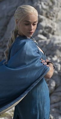 Game of Thrones style: Daenerys wearing her signature blue dress and cape