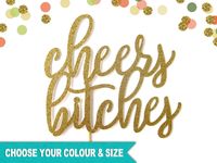 Funny Cake Topper Cheers Bitches Bachelorette Party Happy Birthday Dirty 30 Hens Night Bridal Shower Graduation Glitter Pick Script by FlyingOwlStudio on Etsy