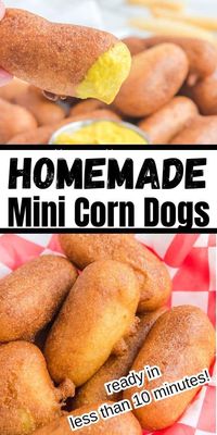 These homemade mini corn dogs are so easy to make and are ready in less than 10 minutes!