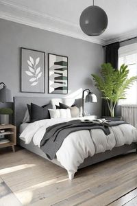 Experience the precise aesthetic and furnishings in your personal area using AI HomeDesign with just one effortless click!bed, white, gray, comforter, charcoal, silver, striped, walls, serene, bedroom, black, monochromatic, dark, Scandinavian, popular, apartment#BedroomInspo #GreyDecor #SereneSpace #ScandiStyle #MonochromeMagic #DarkMoodyVibes #BlackWalls #InteriorDesignGoals #AIHomeDesign #PhotorealisticRoom