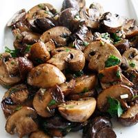 Roasted mushrooms with balsamic, garlic and herbs.