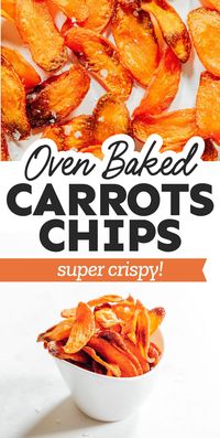 These crispy baked carrot chips are easy to make and have just a handful of ingredients (includes flavoring options, like Ranch and Dorito flavored chips). The perfect low carb snack idea for when we're craving healthy comfort food. #vegan #vegetarian #glutenfree #lowcarb #veggies #carrots