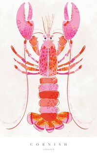 Cornish Lobster Large Art Print Portrait orientation Print size 618 x 400 mm Large white border around for framing