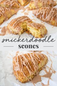 All the delicious flavor of a snickerdoodle cookie wrapped up in a scone! Drizzled with a cinnamon glaze, these snickerdoodle scones make an irresistible breakfast. #scones #snickerdoodle | www.thebakersalmanac.com