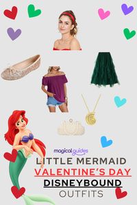 Planning a romantic Disney-inspired outfit? This Valentine's Day Ariel Disneybound look blends romantic hues of purple and teal with whimsical accessories. Shop now for your perfect Disneybound style!