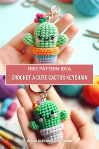 Learn how to crochet an adorable cactus keychain with this easy-to-follow guide. Perfect as a quick project or a charming handmade gift