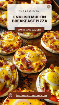 Start your day with these easy English Muffin Breakfast Pizzas! Top with eggs, cheese, and bacon for a tasty breakfast the whole family will love.