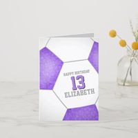 simple purple white soccer ball happy birthday card #soccer #happy #birthday #lilac #personalized #card #soccer #girlssoccer #personalized #sports #giftideas #soccergifts