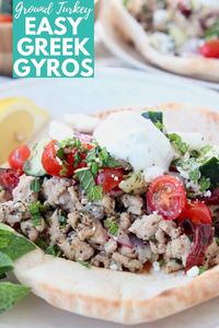 If you’re craving a gyro but don’t have a vertical rotisserie at home, try this recipe for Greek Tacos instead! It has all of the delicious flavors of a gyro. Greek spiced ground turkey with cucumber tomato salsa and feta cheese in warm pita bread! Best part is, it’s quick and easy to make in just 29 minutes!