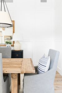 Dining Room | Natural Beams, Ranch style, coastal dining room, double pendants