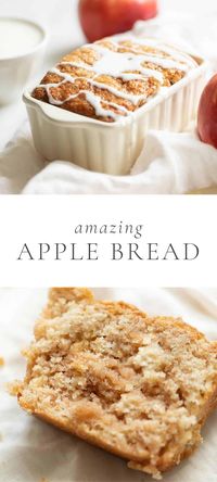 This amazing Apple Bread is the most delicious taste of fall. With the flavors and warmth of sweet baked apples and cinnamon, it will fill your home with fragrance as it bakes!