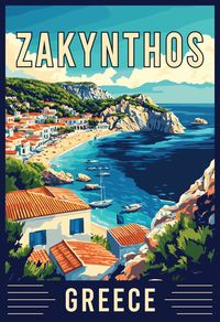 Immerse yourself in the breathtaking landscapes of Zakynthos, Greece, with this captivating travel art. Famous for its crystal-clear waters, dramatic cliffs, and iconic Navagio Beach, Zakynthos is a paradise for nature lovers and adventurers. Let this artwork inspire your next Greek island escape. 🌊🇬🇷 #ZakynthosGreece #TravelArt #GreekIslands #NavagioBeach