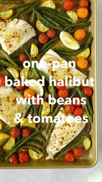 Simple and delicious, this one-pan baked halibut with veggies will be your new go-to weeknight dinner recipe! This simple and healthy sheet pan recipe is made with Omaha Steaks halibut fillets with a flavorful marinade, green beans, cherry tomatoes, yellow squash, shallots, garlic, olive oil, salt, and pepper. Shop Omaha Steaks responsibly sourced seafood now. 📸 Modest Marce, Marcella Dilonardo