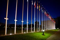 International flags next to european council. Building in Strasbourg, France at , #Sponsored, #european, #council, #International, #flags, #France #ad