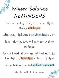 Winter solstice reminders