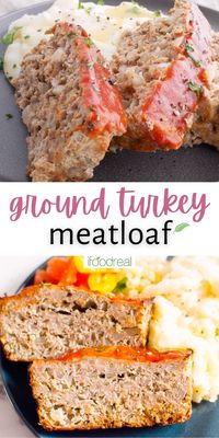 This ground Turkey Meatloaf with simple ketchup glaze is juicy, easy and full-flavored healthy comfort food. Always a hit at our house! I'm sure it will be at yours too!