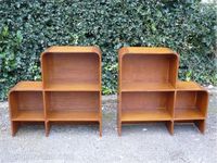 Good quality pair of Art Deco bookcases / bedside tables , of asymmetric design , made of teak . These are hand made using doweled construction and it