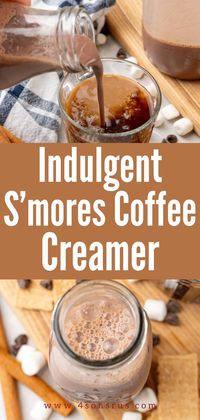 S’mores coffee creamer gives you gourmet coffee shop style taste right at home! No need to spend extra on fancy coffee drinks or store bought creamers when you can make a batch of this chocolate marshmallow goodness and treat yourself anytime. Save this recipe for later!