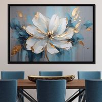 For a 5-panel set, if available, choose Gallery Wrap in either 60 x 32 inches or 80 x 40 inches. Golden Bloom in Turquoise Dream: Elegant Floral Wall Art | Modern Home Decor | Flower Canvas Print | Turquoise & Gold by NICHECANVAS   Experience Nature's Elegance   Embrace the serene aura of the Golden Bloom in Turquoise Dream Canvas Print by featured artist JoCe. This bestseller boasts a soothing blend of beige, gray, and yellow hues to beautifully present a flower in full bloom. Ideal for enhanci