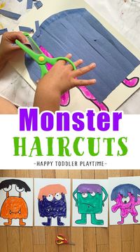 Monster Haircuts Cutting Activity - Happy Toddler Playtime