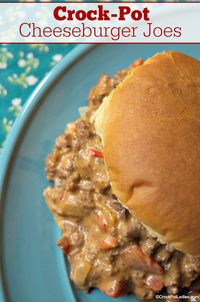 Crock-Pot Cheeseburger Joes - Enjoy this super simple and kid friendly recipe for Crock-Pot Cheeseburger Joes. Sort of like Sloppy Joes, only cheesy and so very yummy! [Low Calorie, Low Carb.| Low Fat, Low Sugar & only 5 Weight Watchers SmartPoints per serving!] #CrockPotLadies #CrockPot #SlowCooker #DinnerRecipes #KidFriendly #Frugal #GroundBeef