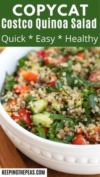 The Costco Quinoa Salad is light, refreshing, and full of plant protein! But you don't have to have a Costco membership or fight the crowds to enjoy this simple salad. This copycat recipe has it all, it's nutritious, full of flavor, and even healthier than the store-bought version because it's made without oil!