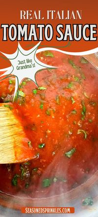 The best real Italian tomato sauce uses only 5 simple, high quality ingredients to create a blend of sweet, slightly tart rich flavor that tastes like it's been slow cooked to perfection. This authentic Italian tomato sauce tastes better than any you could buy and will instantly upgrade any of your favorite spaghetti and pasta recipes. #Italian #recipe #pasta #tomatoes #tomatosauce #spaghettisauce #gravy