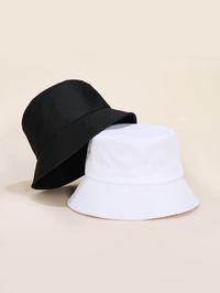 Black and White Casual Collar  Fabric Plain Bucket Hat Embellished  Spring/Fall Women Accessories