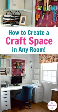 Don't have space for a whole craft room? This makeover shows you how to create a craft area in any room in your home - even if you only have a small space! You've got to check out the decorating and organizing ideas in this craft room makeover. #craftroom