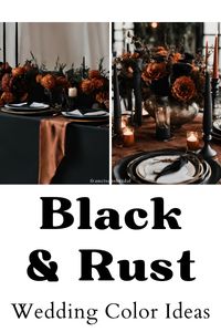 If you are looking at planning a fall wedding, then check out these beautiful black and rust wedding color ideas to help inspire you! This wedding color palette consists of black and rust to make a color palette that looks absolutely stunning! | Wedding color schemes | Wedding color palettes | Wedding theme | Wedding theme ideas | Wedding colors | Wedding color inspiration | Wedding color ideas | Wedding themes | Wedding colors unique | Fall wedding color ideas | Winter wedding color ideas | Spring wedding color ideas | Summer wedding color ideas |