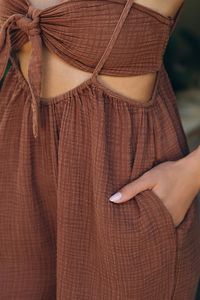 So fun and beachy, the Wrenley Suspender Pant Set is a semi-sheer, lightweight summertime staple featuring two separate pieces that can be worn individually or together. | The Wrenley Suspender Pant Set by Anthropologie in Brown, Women's, Size: Large, Cotton