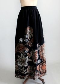 Vintage 1970s Floral Velvet Maxi Skirt | Raleigh Vintage