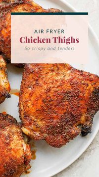 Make the crispiest air fryer chicken thighs made with a delicious chicken seasoning. These pair perfectly with any dinner side and are ready in no time!