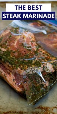 Basil and garlic mixed with olive oil, lemon juice, and Worcestershire sauce make the perfect steak marinade for summer (and winter) grilling.