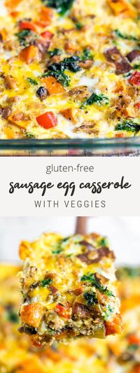 This #veggiepacked #sausage #egg #casserole is the perfect #healthy dish to serve a crowd. It’s #dairyfree and #glutenfree, but still packs a ton of flavor!