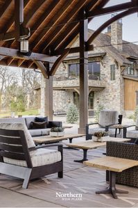 Exterior design, Outdoor living, outdoor design, exterior home, outdoor living space, outdoor furniture, patio furniture, wedding venue, pavillion, exterior pavillion, exterior furniture, stone exterior, stone building, exterior lighting
Designer: Nikki Holt, Carter Brasch, Kimberly Timmons Interiors (KTI)
Architect: J.D. Cook & Associates
Builder: Mesa Properties
Photographer: Kylie Fitts
Product: Rainier North American White Oak, Wide Plank Flooring and Vents, Character Grade, Iconic Collection. *Shown in Foundry Surface. Now Available in Shrunk Surface.