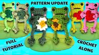 CROCHET FROG no sew leggy frog for spring, flower, heart, clover appliqué